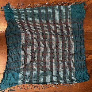 Green, White, and Red Striped Scarf